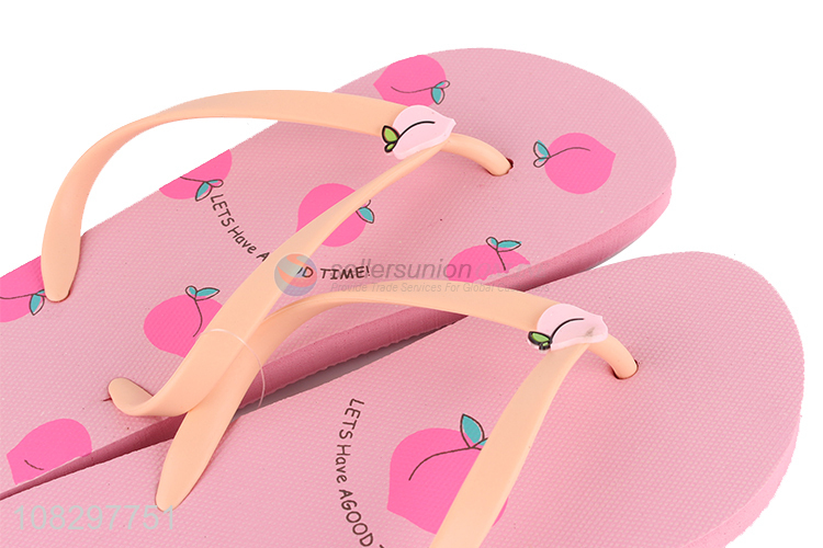 New style peach pattern women summer comfortable flip-flops slippers