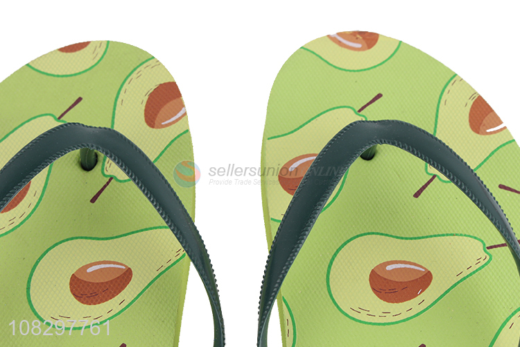 Good sale avocado printed women home outdoor casual flip-flops slippers