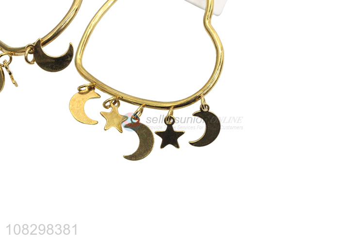 Hot selling stainless steel moon star pendant heart hoop earrings