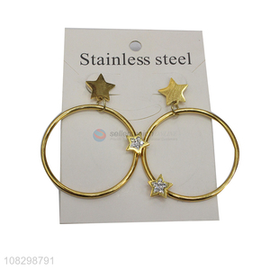 Wholesale creative stainless steel hoop earrings star earrings