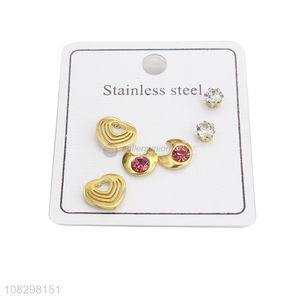 Good price chic personalized stainless steel stud earrings set