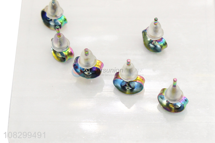 Fashion Colorful Earrings Stainless Steel Ear Stud Set