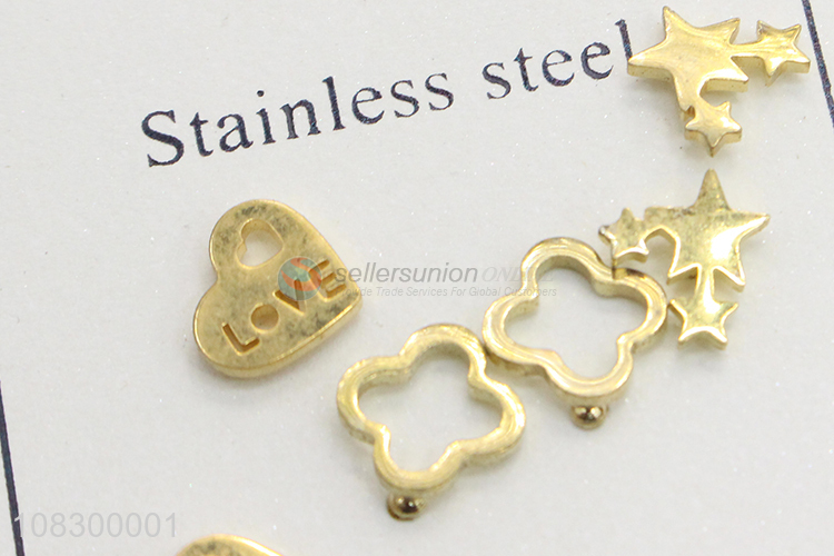 Modern Style Stainless Steel Ear Stud Set For Ladies