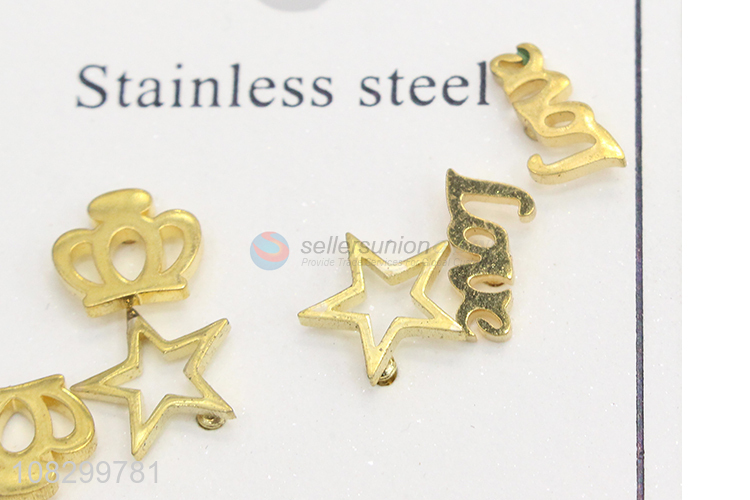 Latest Stainless Steel Ear Stud Set For Women