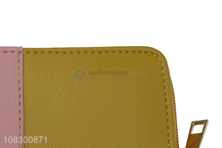 China supplier pu leather zip around wallet card organizer