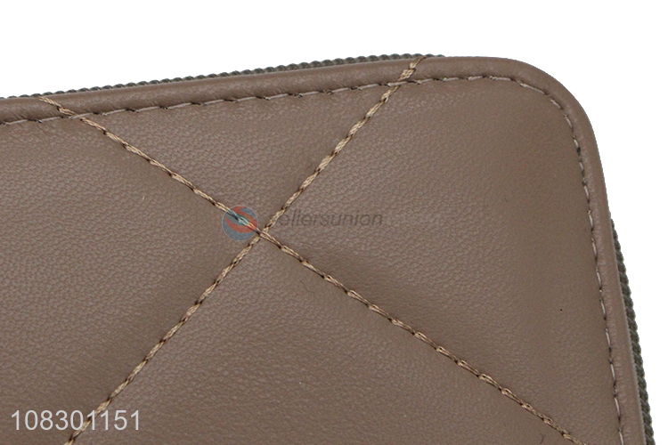 High quality pu leather zipper stitching wallet phone purse