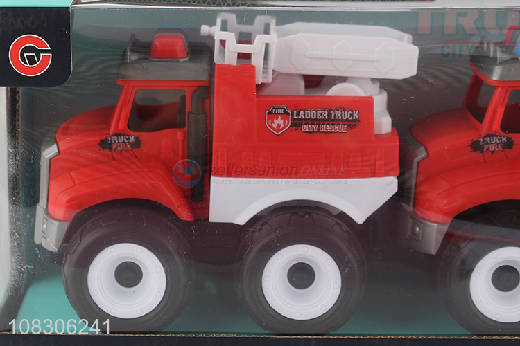 Custom 2 Pieces Inertial Fire Engine Toy Car Set