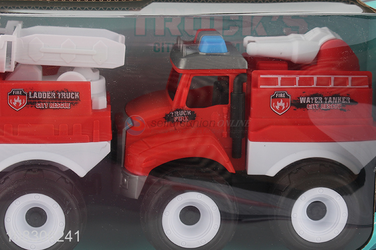 Custom 2 Pieces Inertial Fire Engine Toy Car Set