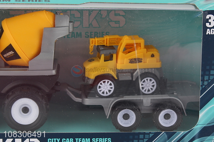 Cartoon Inertial Engineering Vehicle With Pull Back Toy Truck Set