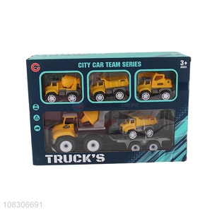 Cartoon Engineering Vehicle Inertial Truck Pull-Back Truck Set