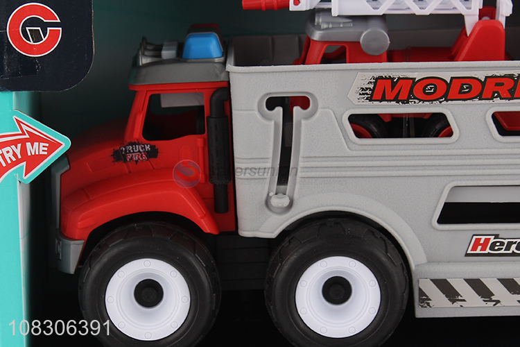 Light And Music Inertial Fire Engine With 2 Little Car Set Toy