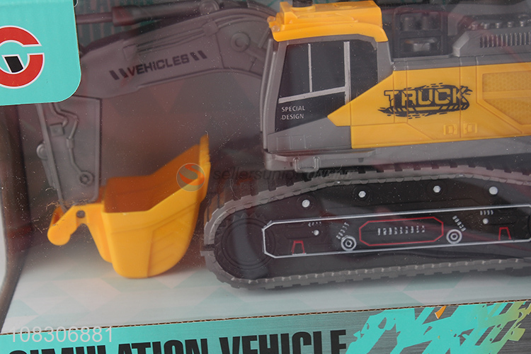 Fashion Inertial Excavator Toy Vehicle With Light And Music