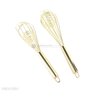 Yiwu market golden stainless baking egg whisk for kitchen