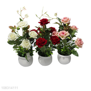 Wholesale from china fake rose flower artificial bonsai potting