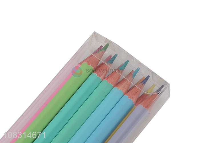 Hot selling 10 colors wooden colored pencils kids stationery