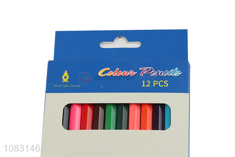 Factory price 12 colors wooden colored pencils for coloring