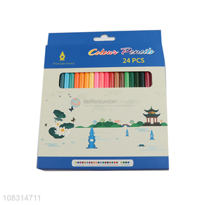 Best selling 24 colors wooden colored pencils gift for kids