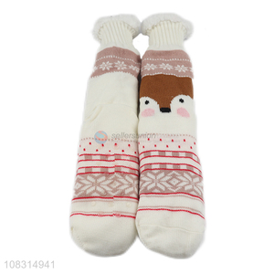 Wholesale price cute thicken floor socks ladies warm socks