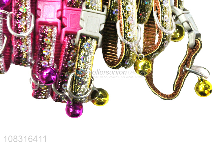 Custom Glitter Pet Collars With Bells Fashion Pet Supplies