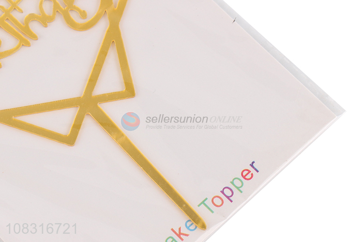 Online wholesale golden cake decoration birthday cake topper