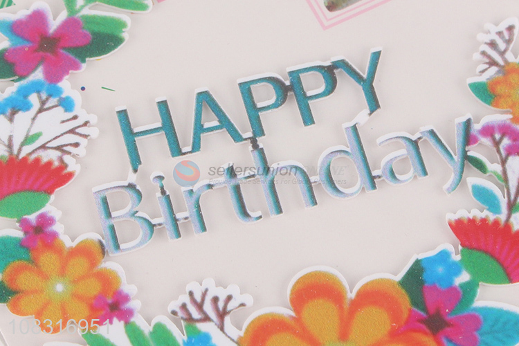 Low price flower pattern happy birthday cake decoration topper