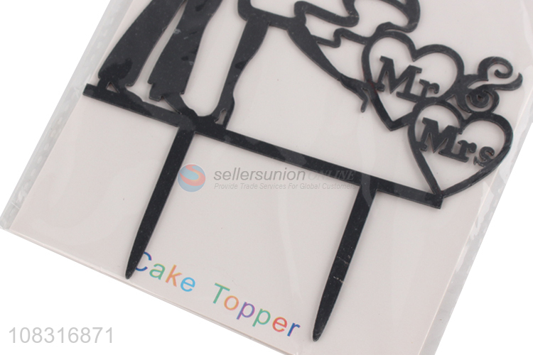 Factory wholesale black wedding party cake topper cake decoration