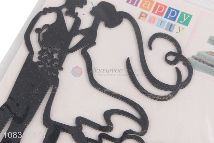 Factory wholesale black wedding party cake topper cake decoration