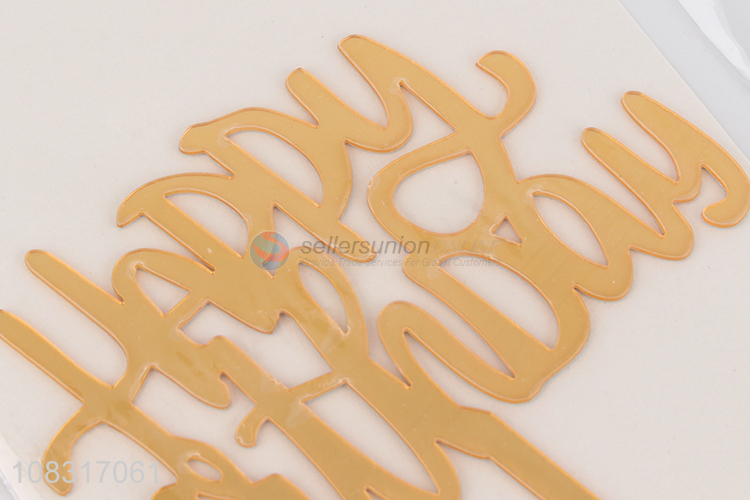 Best quality golden happy birthday letter cake topper