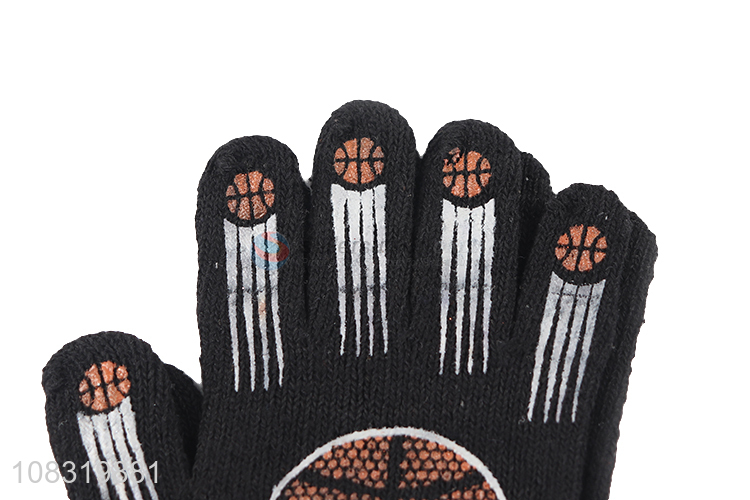 Wholesale kids children winter warm knitted non-slip gloves