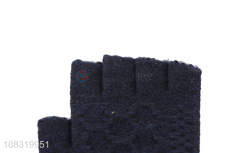 Wholesale men half finger gloves winter warm knitted gloves