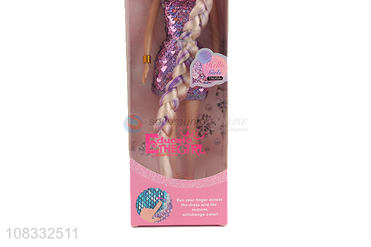 Recent design 11 inch fashion doll wearing sequined skirt