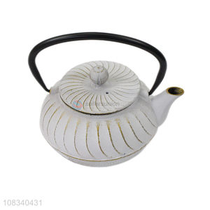 China supplier 0.8L metal teapot stovetop safe white cast iron teapot