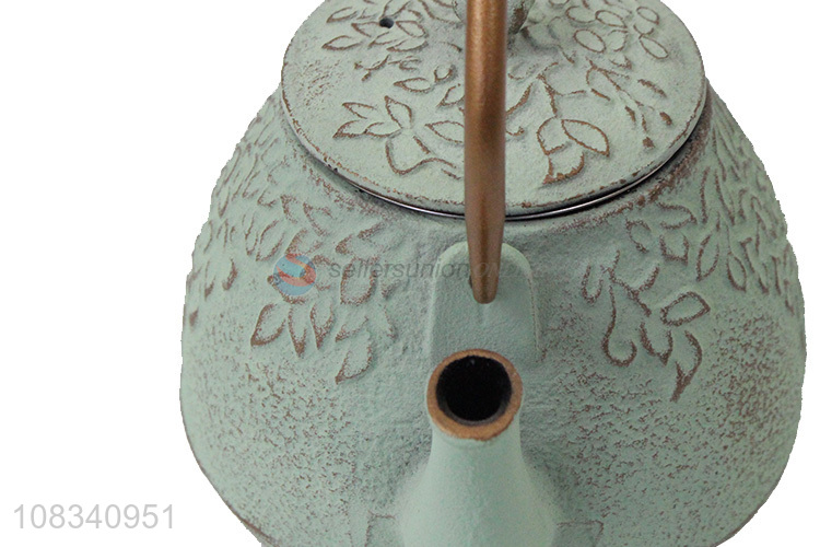 Wholesale 1.1L Japanese tetsubin cast iron tea pot with leaf pattern