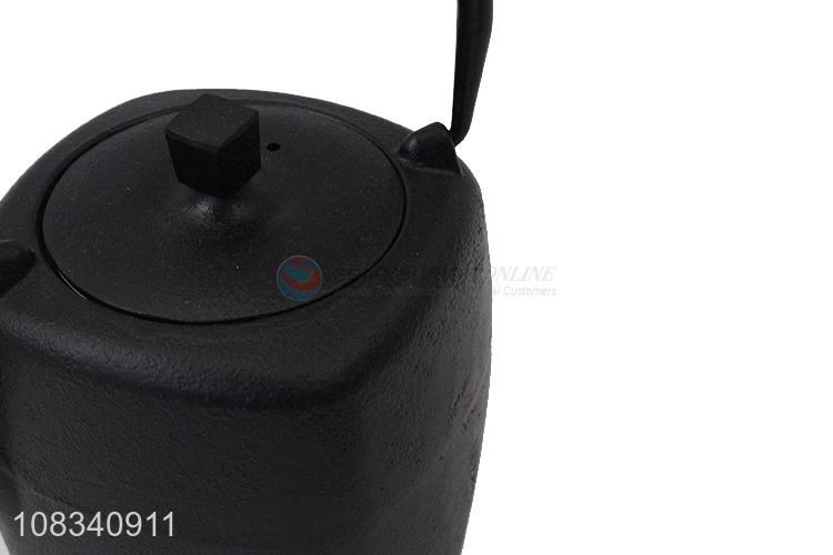High quality 1.1L all black rustic style cast iron teapot tea kettle