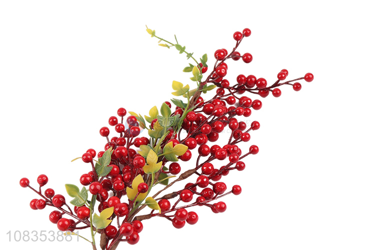 Wholesale creative red berry christmas branch artificial plants