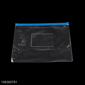 Wholesale A5 transparent pvc <em>file</em> <em>bag</em> custom logo zipper <em>file</em> pouch