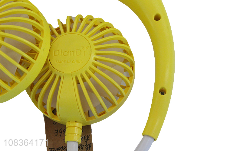 Hot product 3 speeds hands free long lasting neck fan portable fan