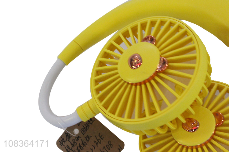 Hot product 3 speeds hands free long lasting neck fan portable fan