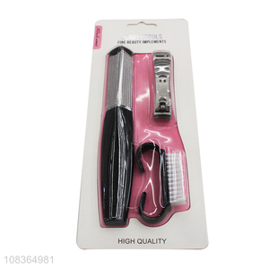 Wholesale 3 pieces <em>manicure</em> pedicure <em>set</em> foot rasp nail clipper <em>set</em>