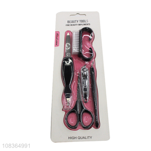 Wholesale 5 pieces <em>manicure</em> pedicure <em>set</em> stainless steel beauty scissors kit