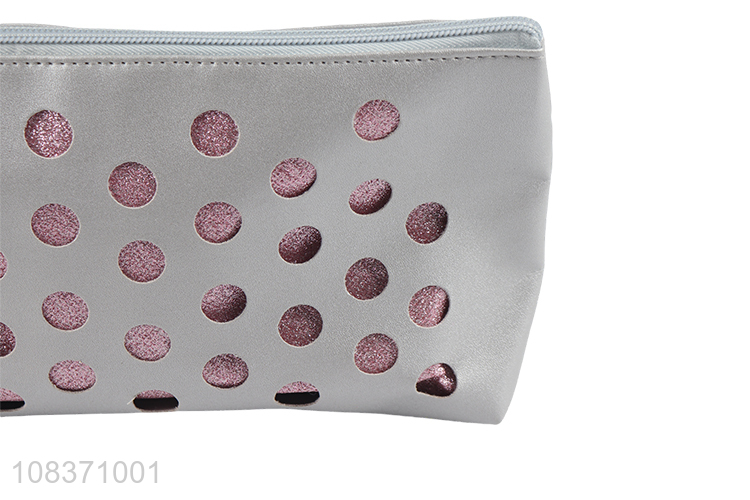 Wholesale hollowed-out pu leather makeup bag waterproof toiletry bag