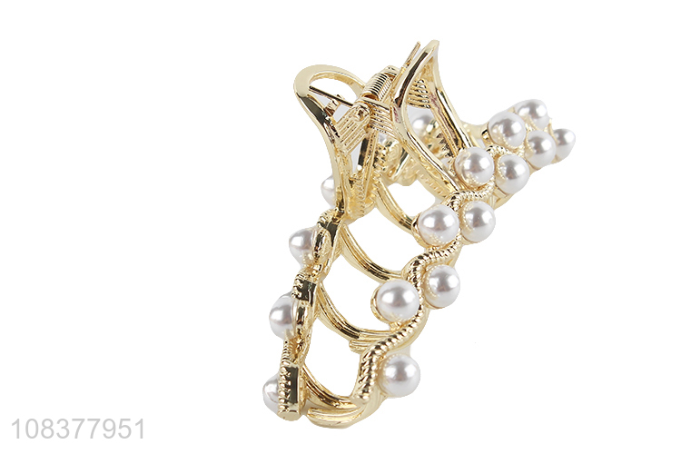 Good Quality Alloy Claw Clip With Pearls For Ladies