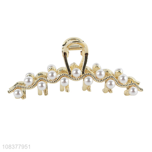 Good Quality Alloy Claw Clip With Pearls For Ladies