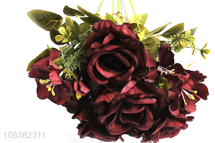 China products 9heads artificial rose flower for wedding decoration