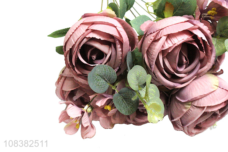 Cheap price 9heads wedding supplies artificial rose flower