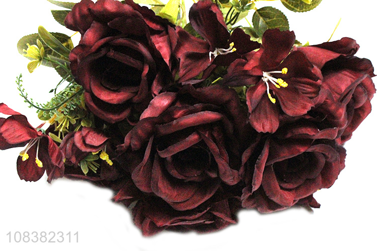 China products 9heads artificial rose flower for wedding decoration