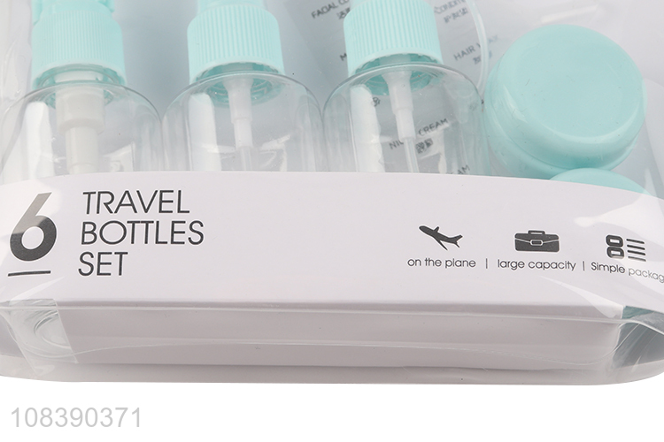 Factory Direct Sale 6 Pieces Plastic Travel Bottle Lotion Container Set