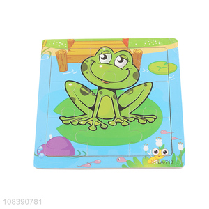 Yiwu market cartoon frog puzzle kids wooden educational jigsaw