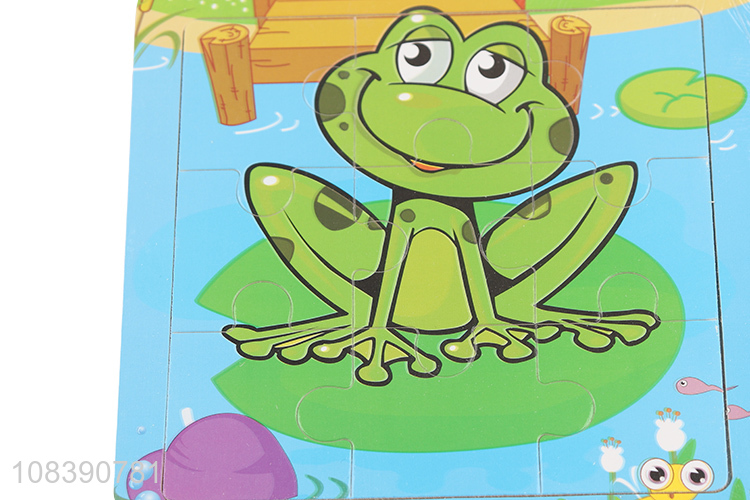 Yiwu market cartoon frog puzzle kids wooden educational jigsaw