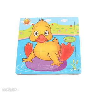 New design cartoon duck toy jigsaw wooden animal puzzle